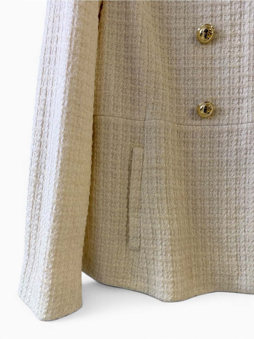 ZARA Women’s Cream Tweed Jacket Cream Gold Button Blazer Old Money | Size L - Picture 3 of 6